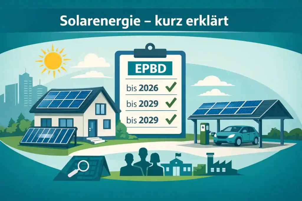Solarenergie auf Wohn- und Nichtwohngebäuden mit Solarpaneelen – Umsetzungspflichten nach EPBD